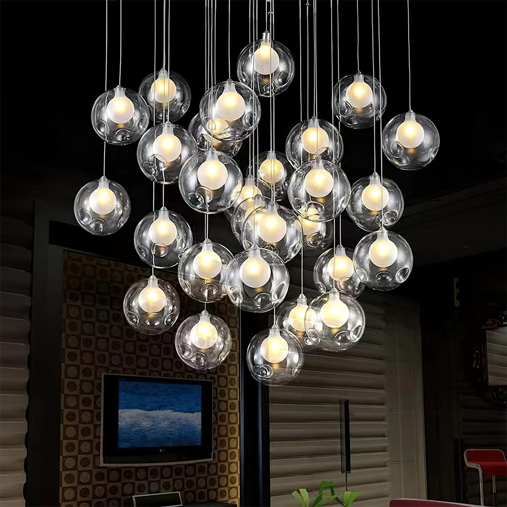 Alana Multi-Heads Globe Cluster Chandelier Glass Dining Room Living Room