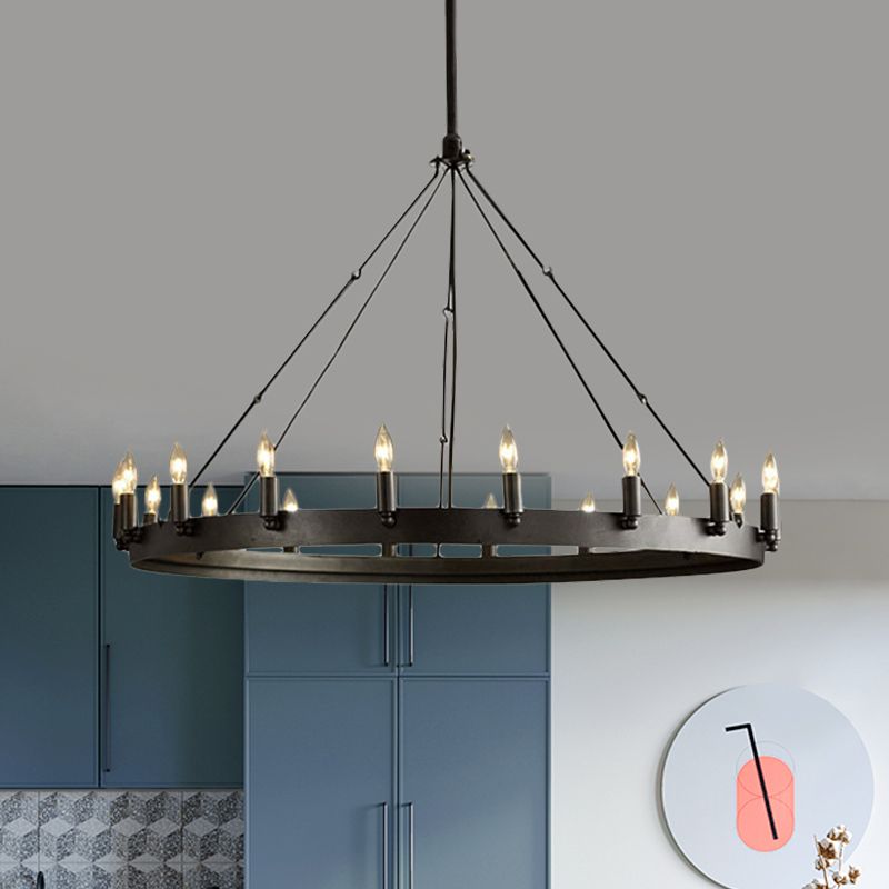 Alessio Industrial Round Candle Metal Pendant Light