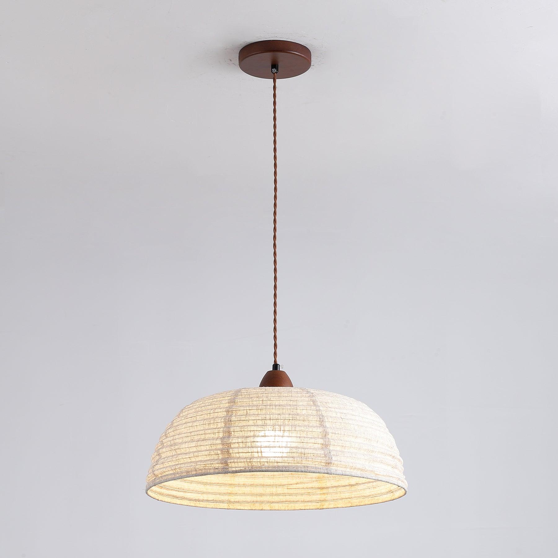 Ritta Retro Lantern Wooden Farbic Pendant Light Study Kitchen