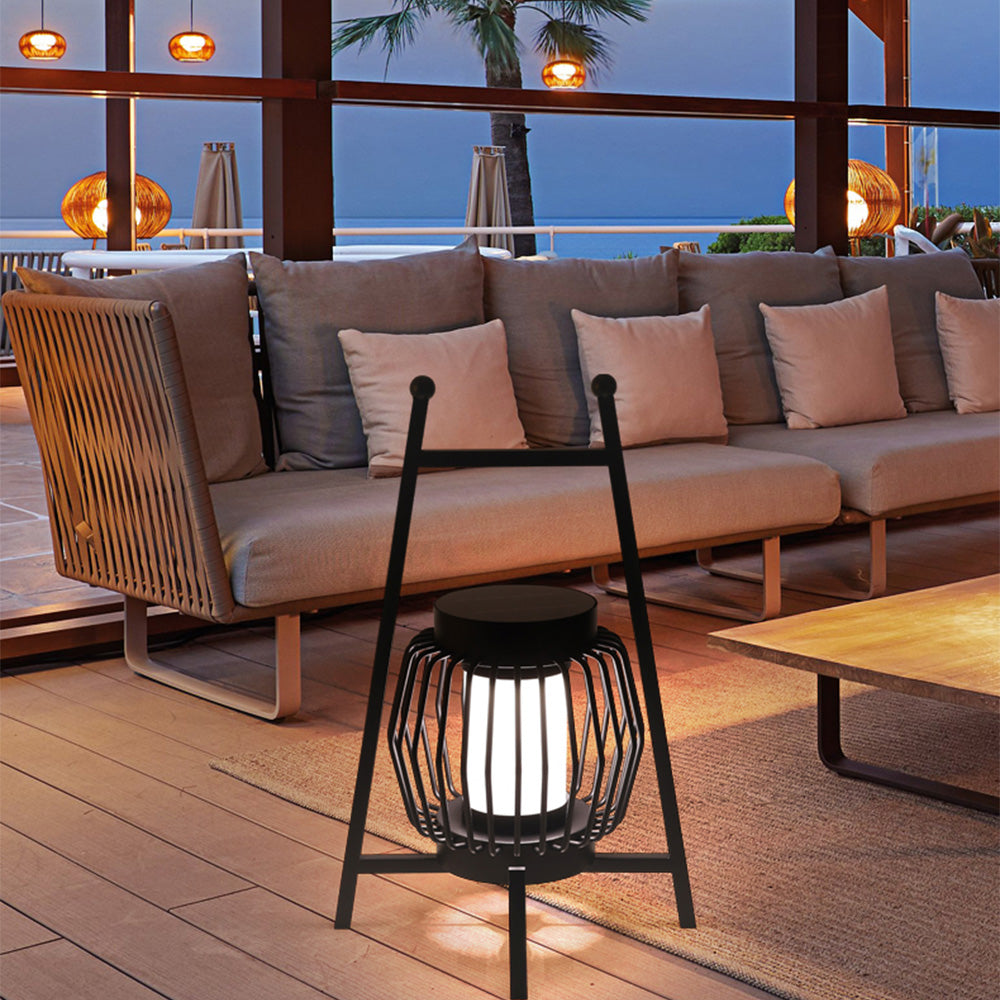 Orr Nordic Lantern Solar Powered Outdoor Floor Lamp, Black