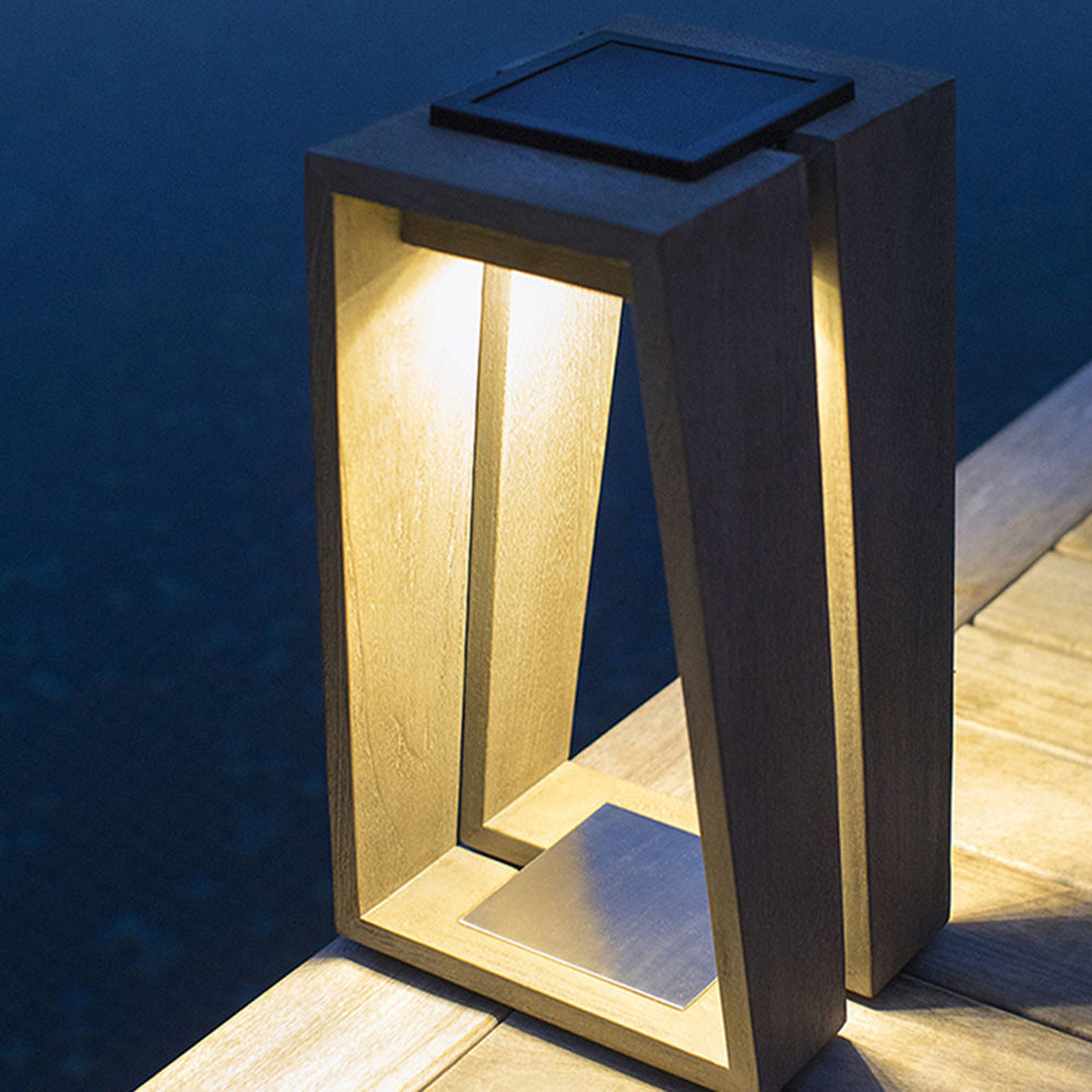 Orr Minimalist Cuboid Solar/Rechargeable Outdoor Floor Lamp, Black