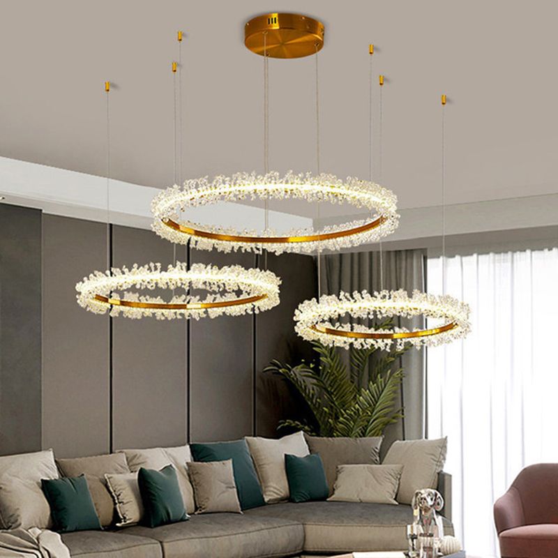 Kristy Pendant Light Ring Flower Luxury Crystal Dining Room