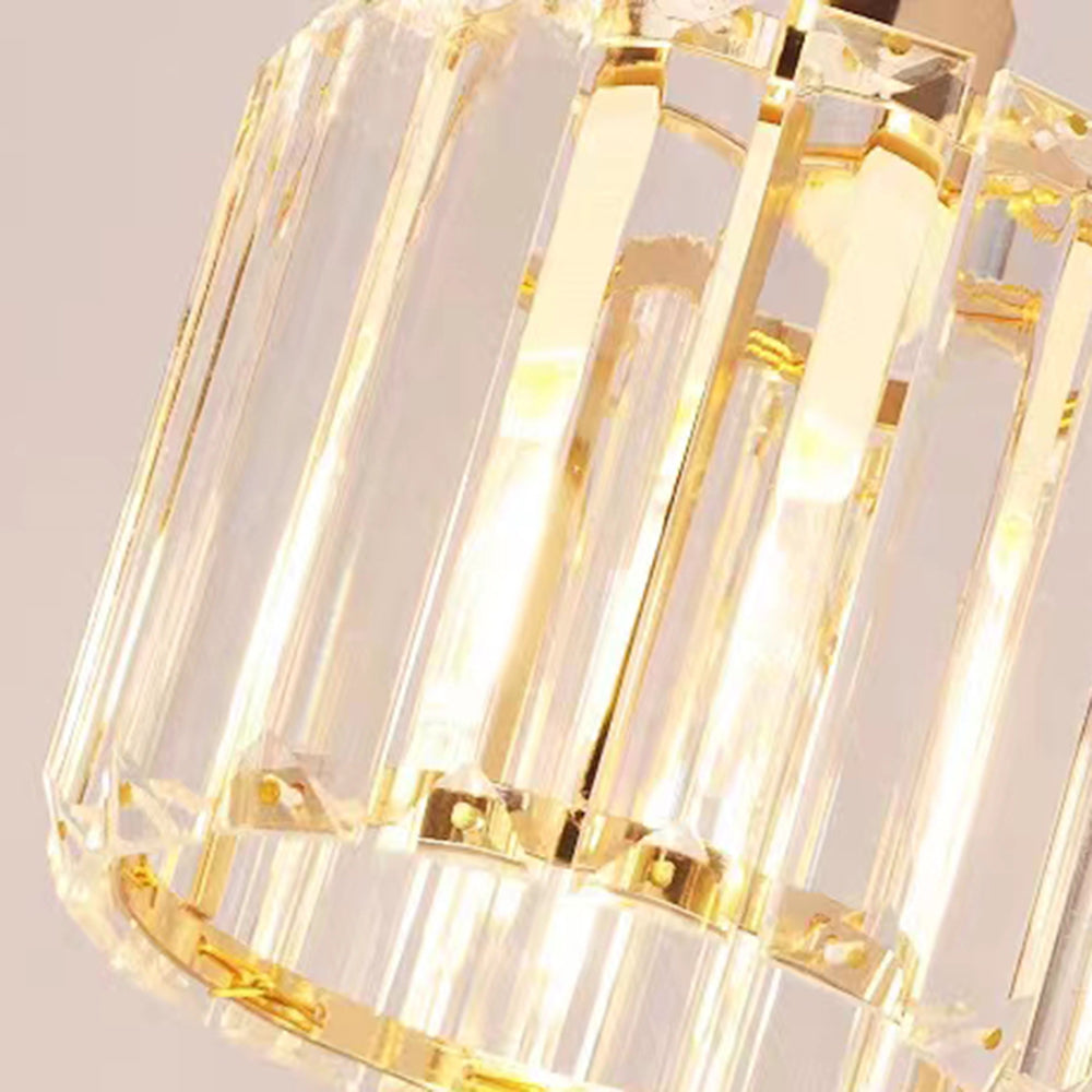 Hailie Modern Column Crystal Pendant Light, Stairs/Dining Room