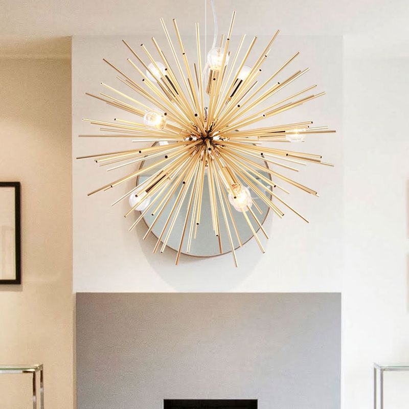 Lowry Modern Art Deco Sputnik Gold Pendant Light, Metal