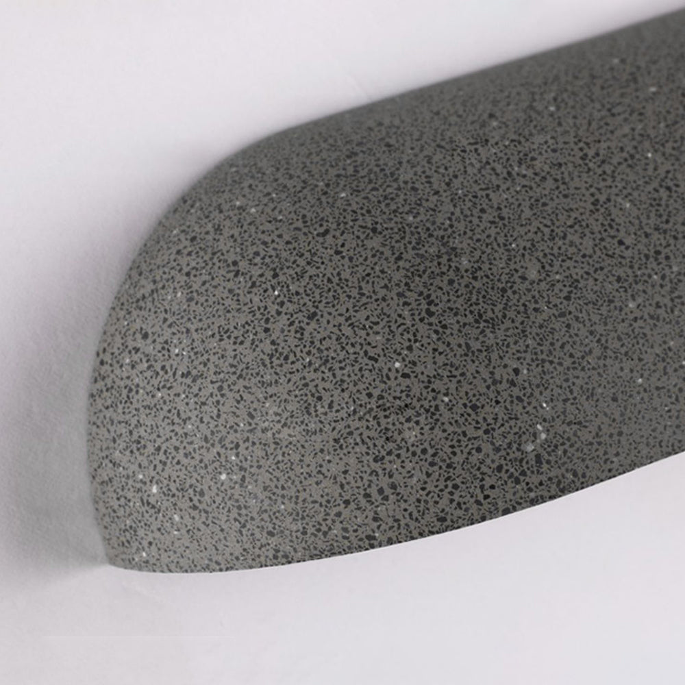Orr Modern Minimalist Semi-elliptical Metal/Stone Outdoor Wall Lamp, Black/White