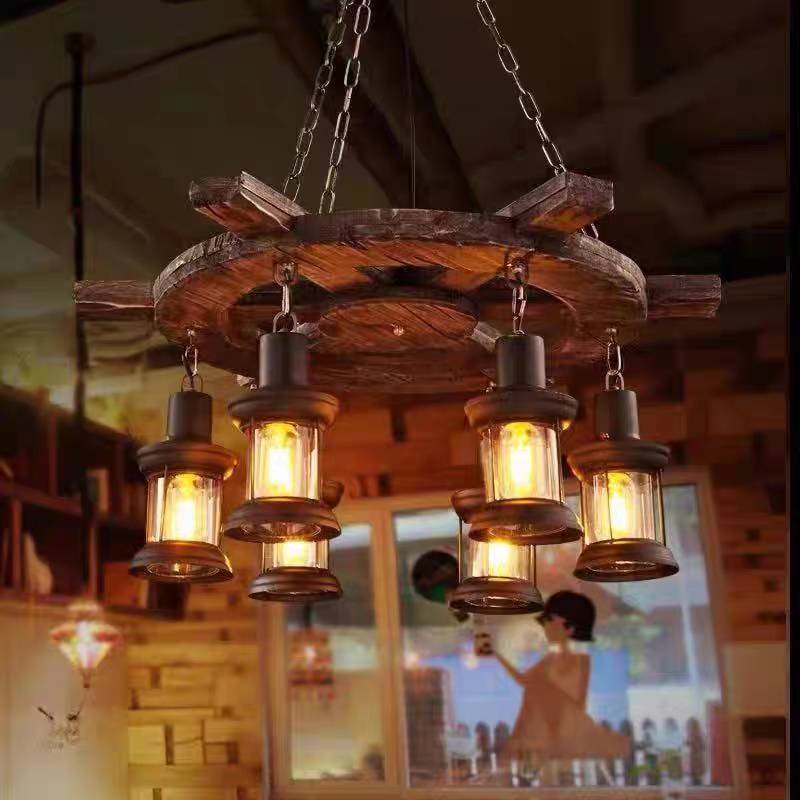 Austin Pendant Light, Wood & Metal, 31"