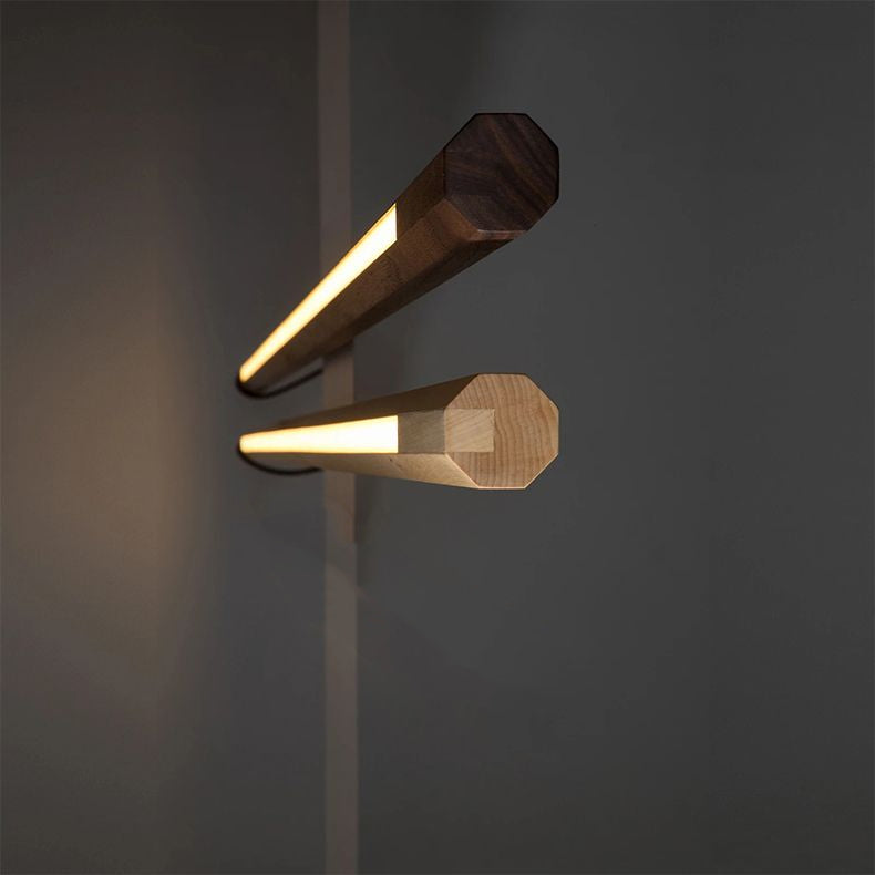 Ozawa Minimalist Linear Floor Lamp, Wood/Acrylic, Living Room