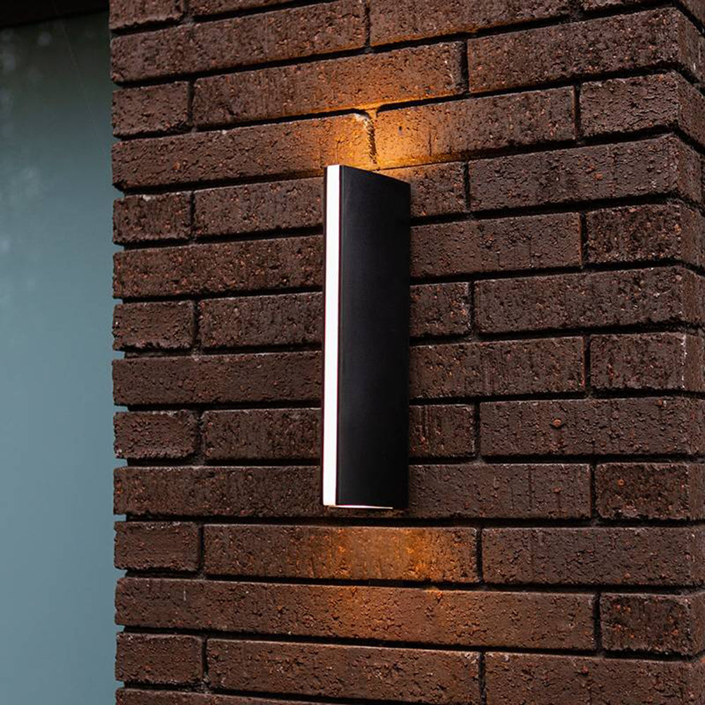 Orr Modern Triangular Prism Metal Outdoor Wall Lamp, Black/Silver