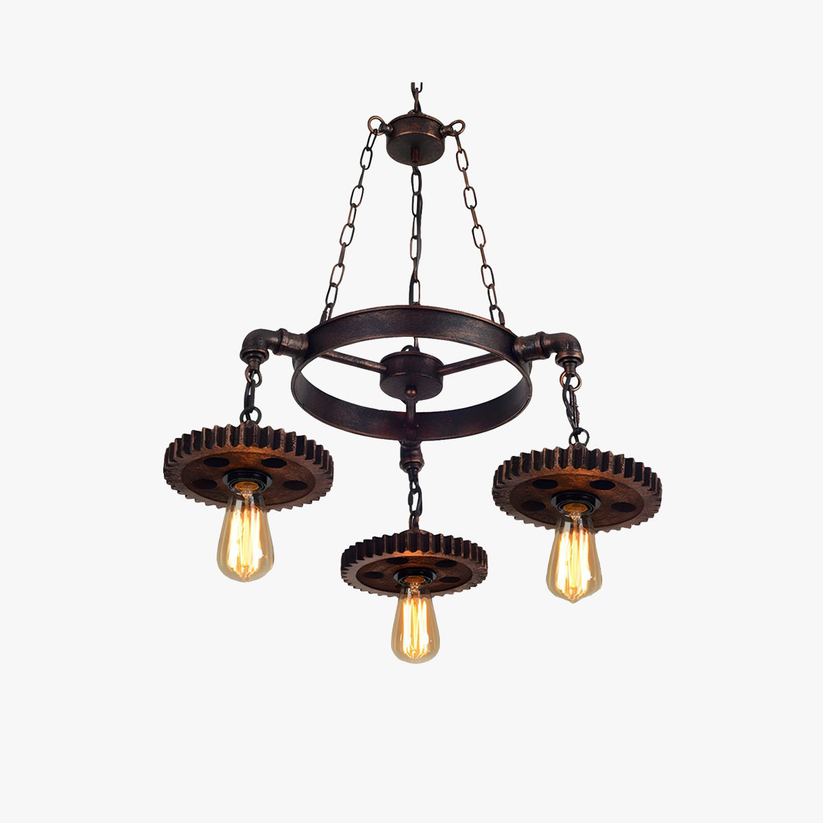 Alessio Industrial Metal Gear Ring Pendant Light, Bronze