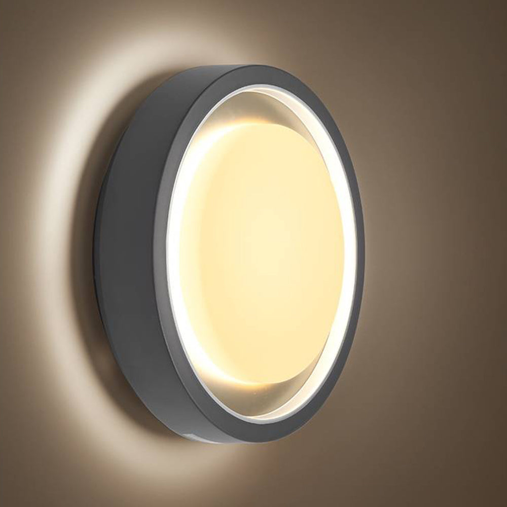 Orr Modern Circular Disc Shape Metal Outdoor Wall Lamp, Black