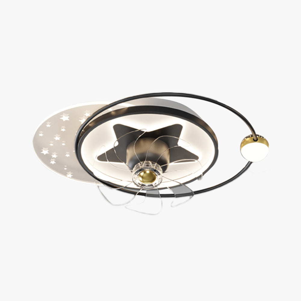 Madina Black Flush Mount Ceiling Fan with Light, 4 Style, 21.7''/43.3''