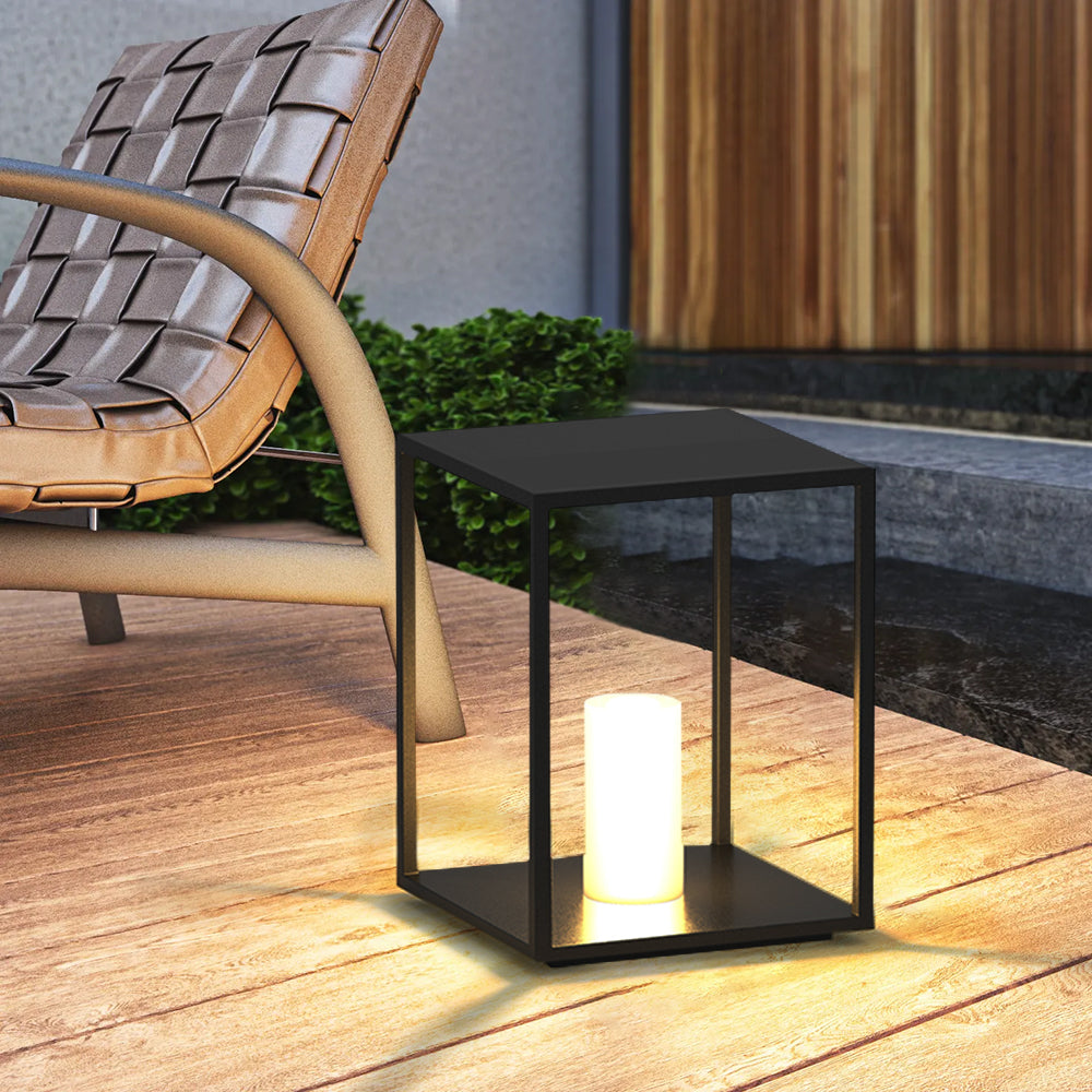 Pena Minimalist Rectangular Metal Solar Outdoor Ground Lamp