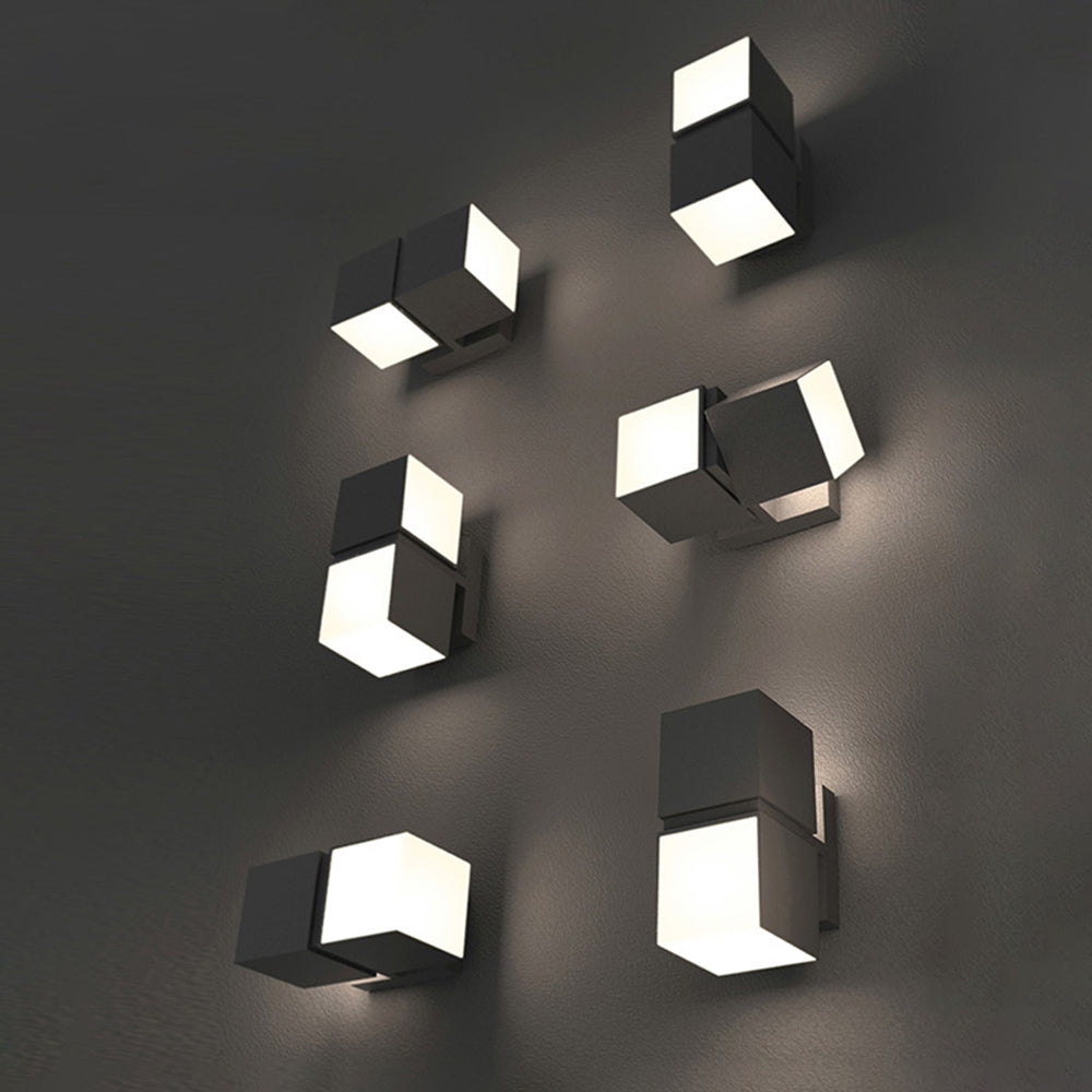 Orr Modern Geometry Rotatable Metal/Acrylic Outdoor Waterproof Wall Lamp, Black