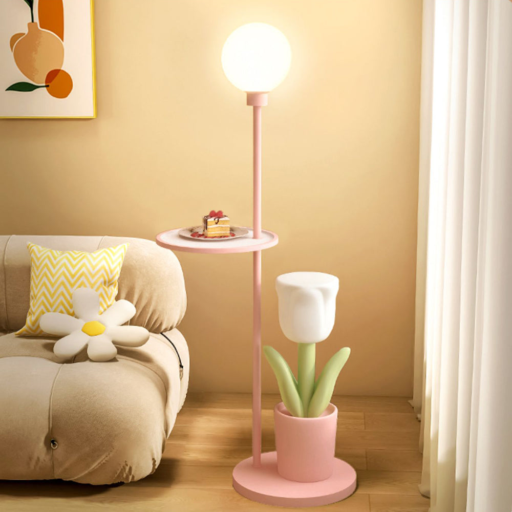 Lily Modern Floor Lamp Pink/Yellow/Purple Metal/Glass Bedroom