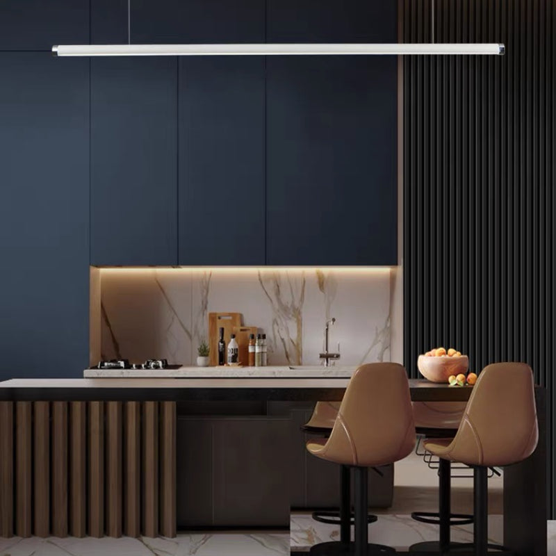 Minimalist Tube Glass Metal Pendant Light Dining Room