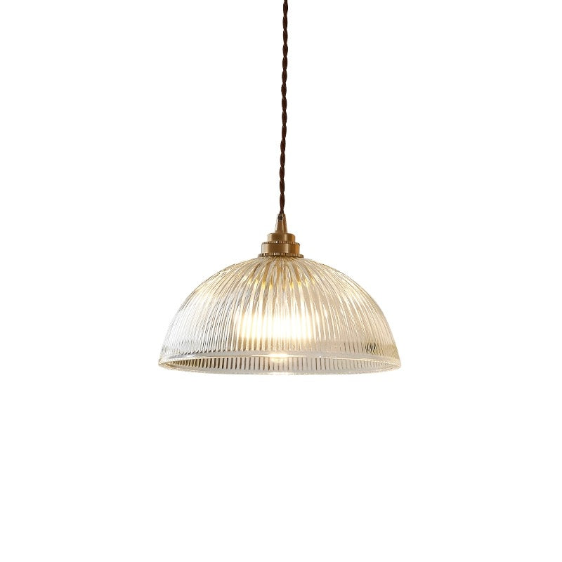 Alessio Simple Bowl Metal/Glass Pendant Light, Clear, Dining Room