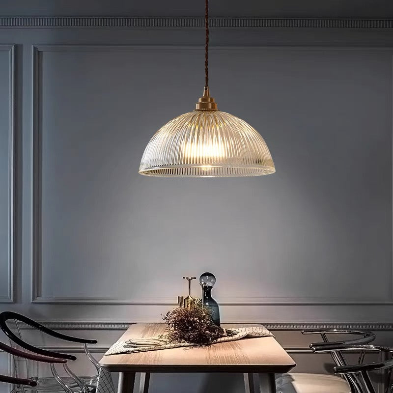 Alessio Simple Bowl Metal/Glass Pendant Light, Clear, Dining Room