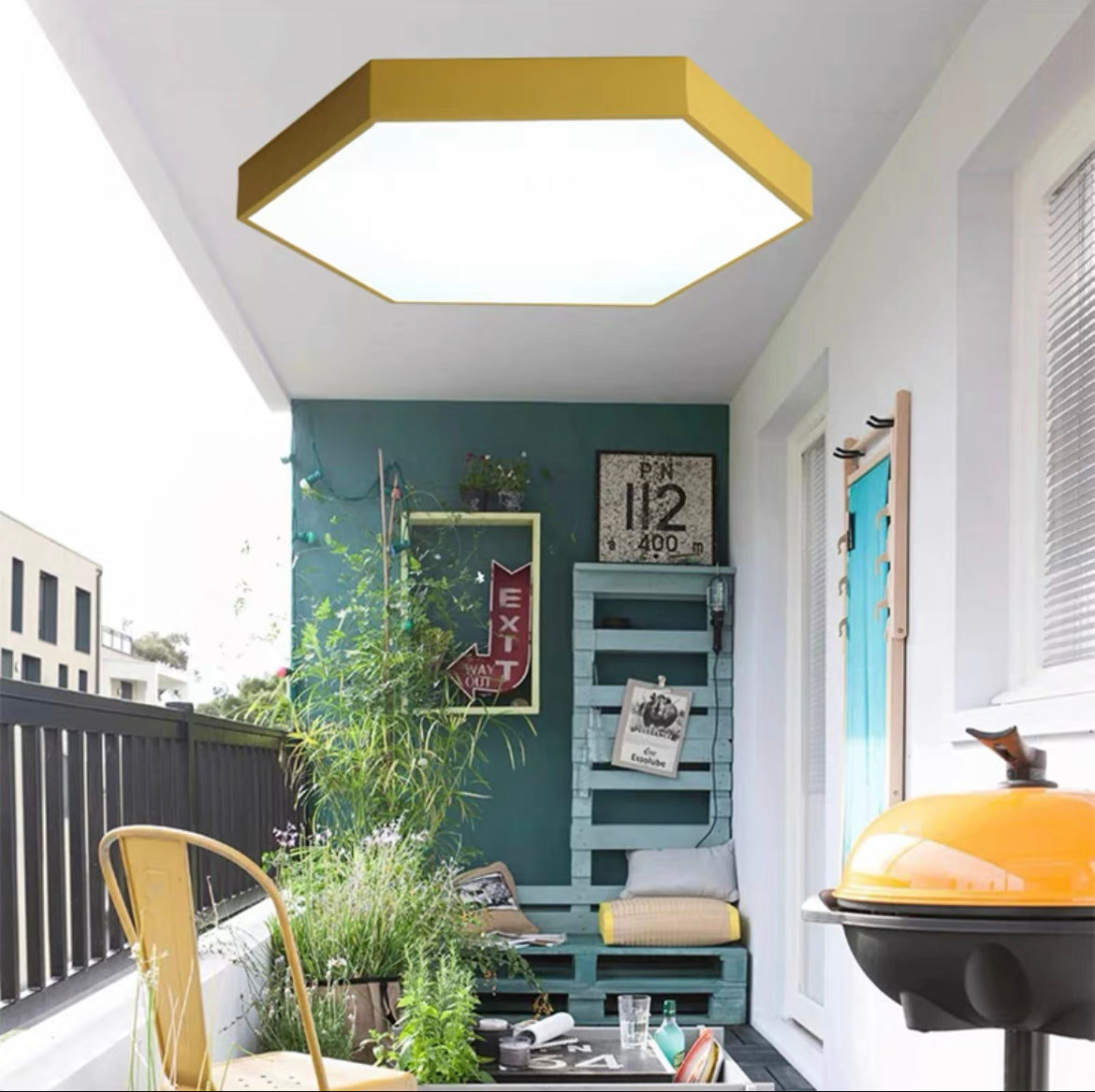 Morandi Modern Hexagon LED Metal Flush Mount Ceiling Light