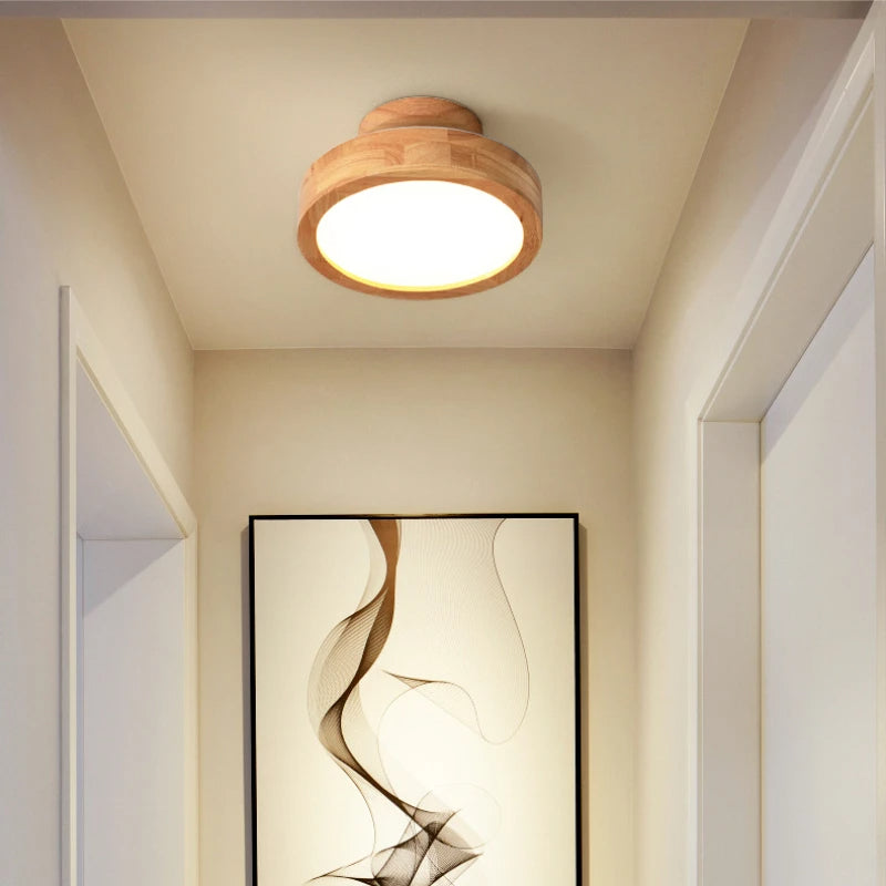 Quinn Round LED Flush Mount Ceiling Light Modern Wood/Acrylic