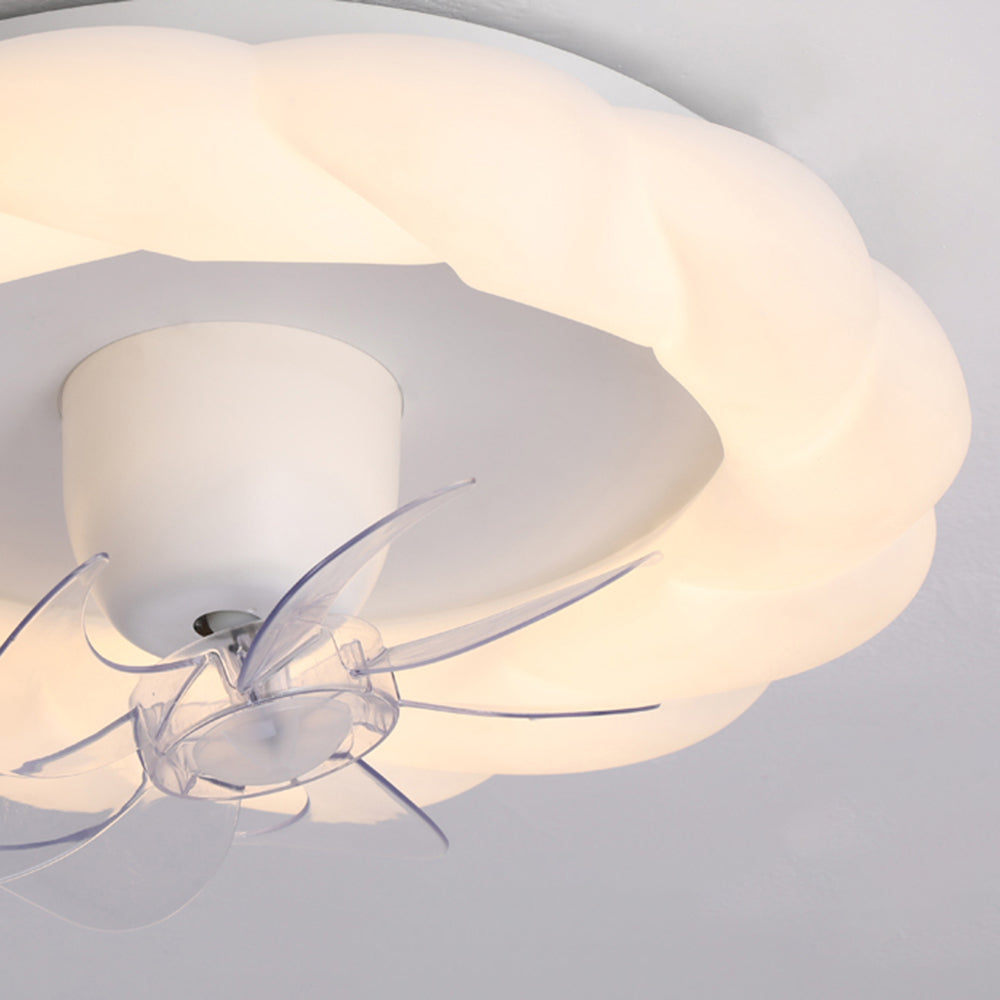 Minori White Flush Mount Ceiling Fan with Light, 4 Style, 18.9''/31.5''