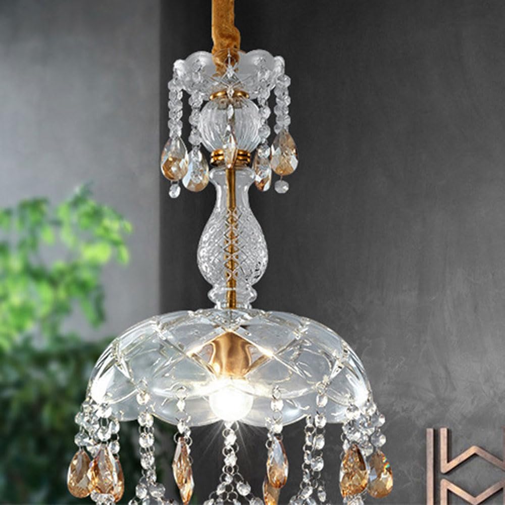 Marilyn Retro LED Crystal Round Pendant Light Gold Glass Living Room Bar