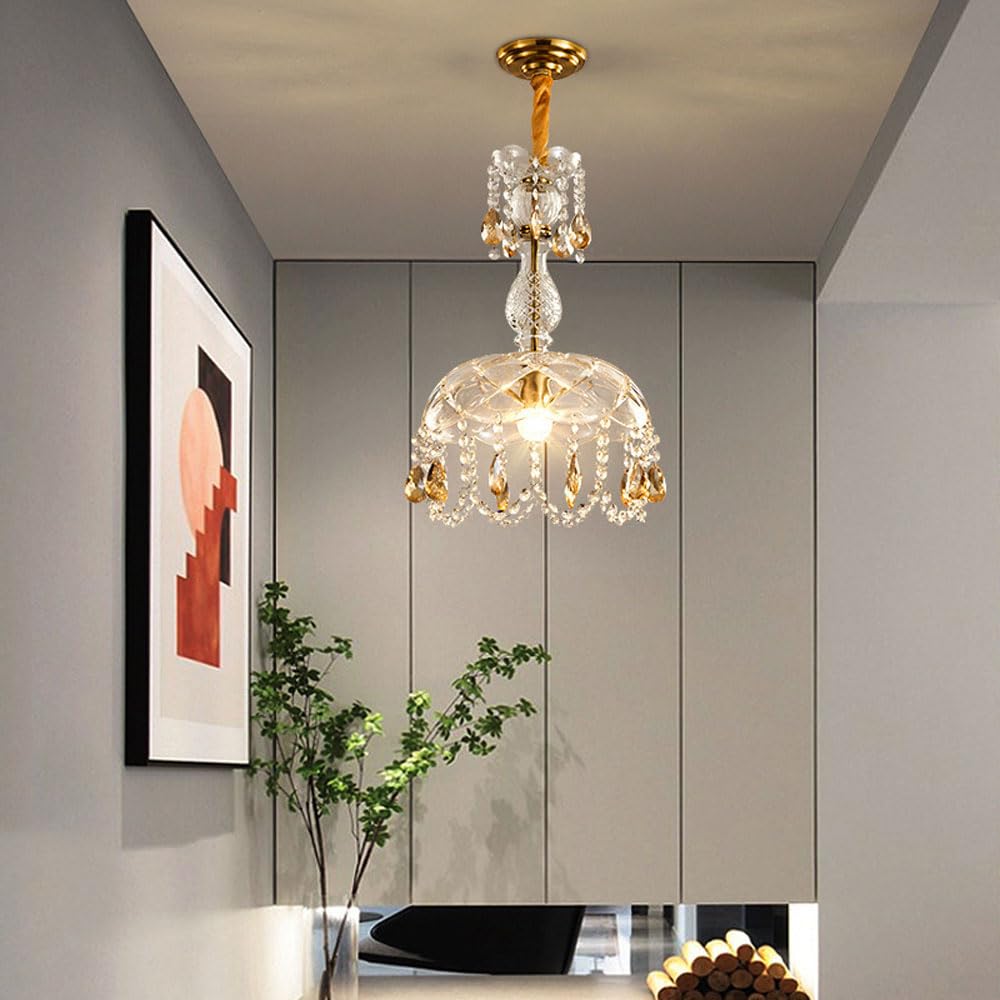 Marilyn Retro LED Crystal Round Pendant Light Gold Glass Living Room Bar