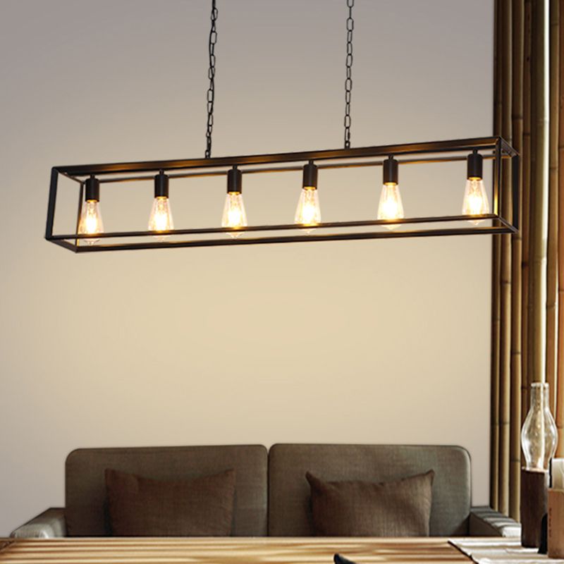 Alessio Rectangle Pendant Light Brass & 5/6 Heads