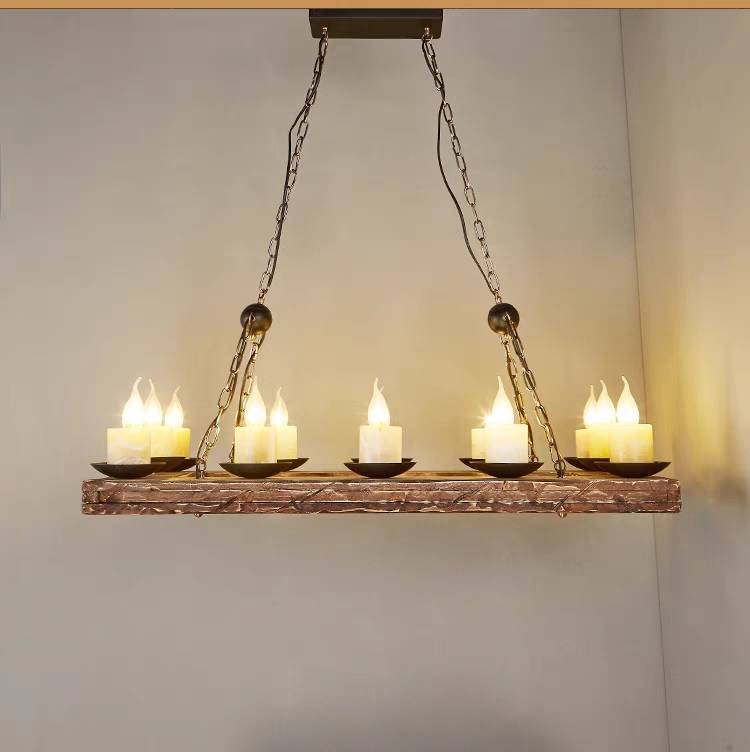 Austin Farmhouse Candle Metal/Glass/Wood Chandelier