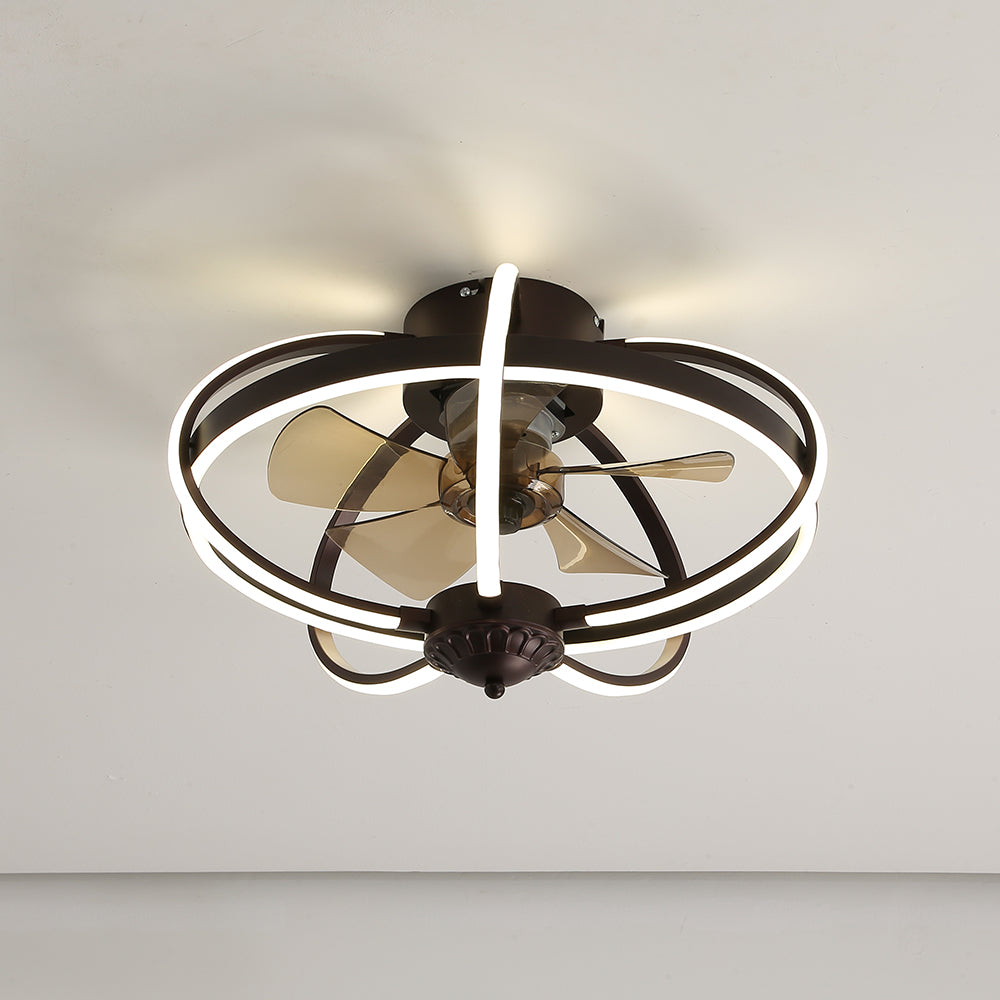 Lacey Flush Mount Ceiling Fan with Light, 19.7‘’, Aluminium & Metal