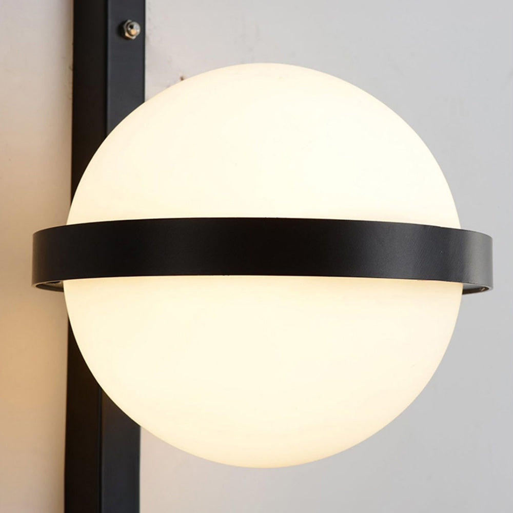 Valentina Modern Globe Metal/Acrylic Solar Outdoor Wall Lamp Plant Pot, Black/White