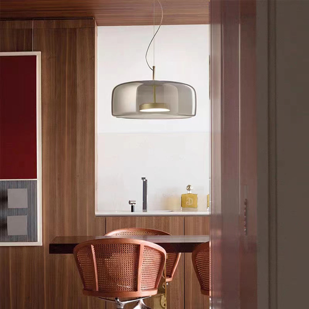 Hailie Minimalist Glass Drum Pendant Light