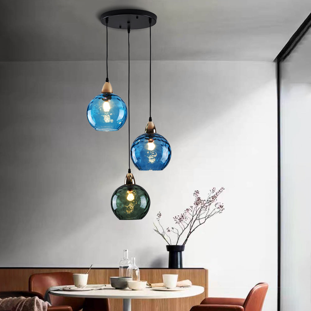 Blue glass store pendant light