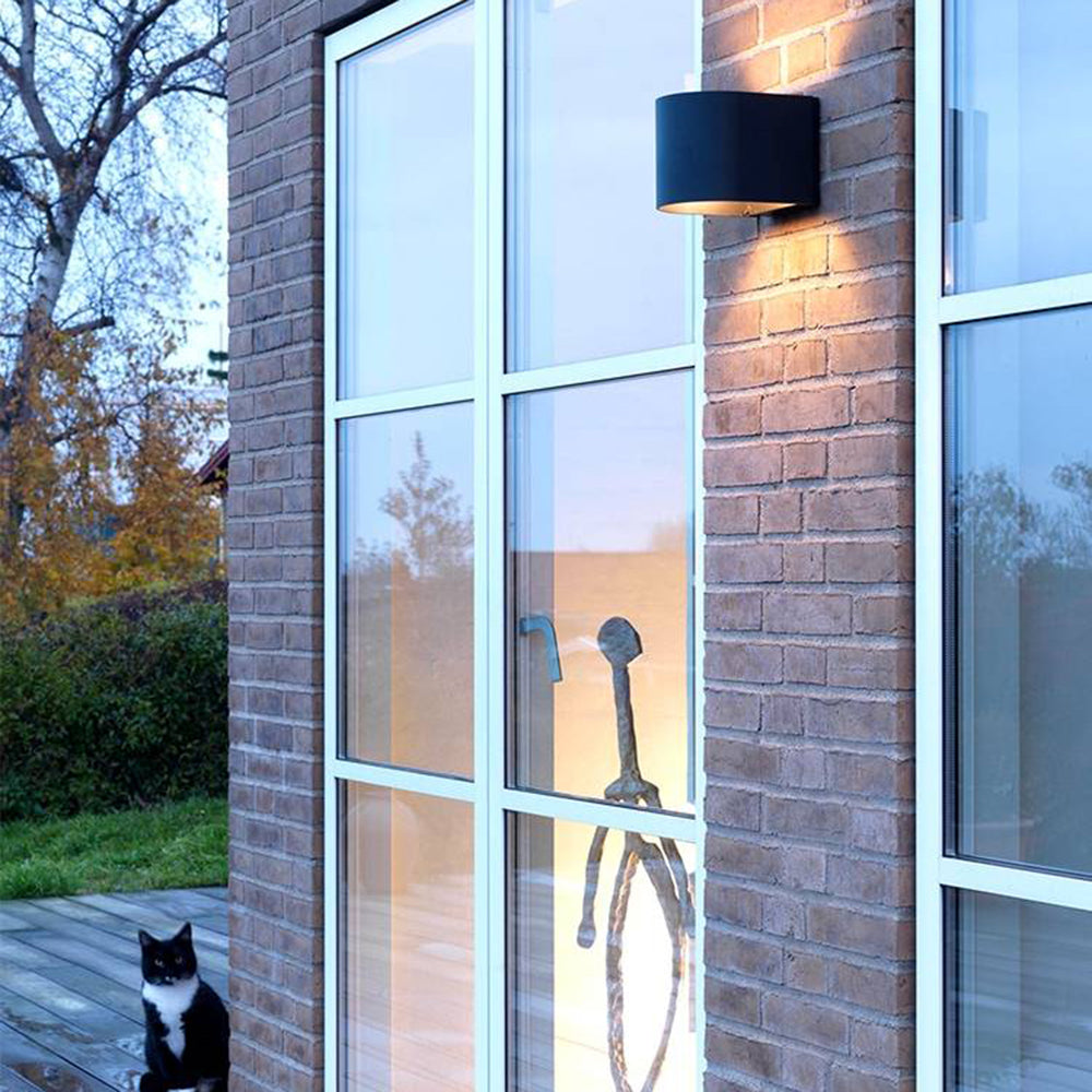 Orr Modern Cylinder Metal Outdoor Wall Lamp, Balck