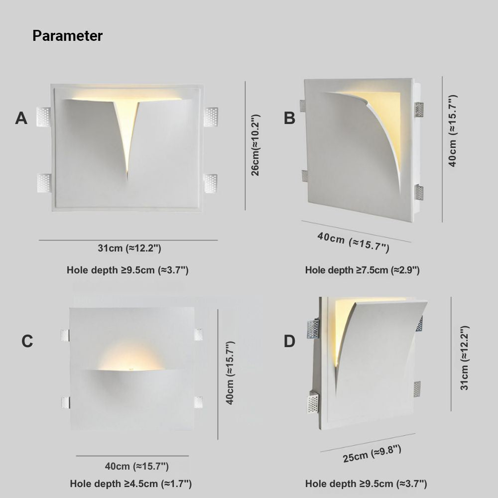 Elif Modern Recessed Metal Plaster LED Wall Lamp