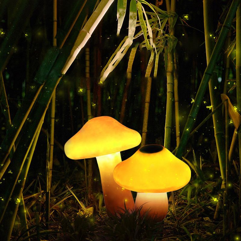 Pena Mushroom Outdoor Ground Light, Hardwired/Solar, Orange