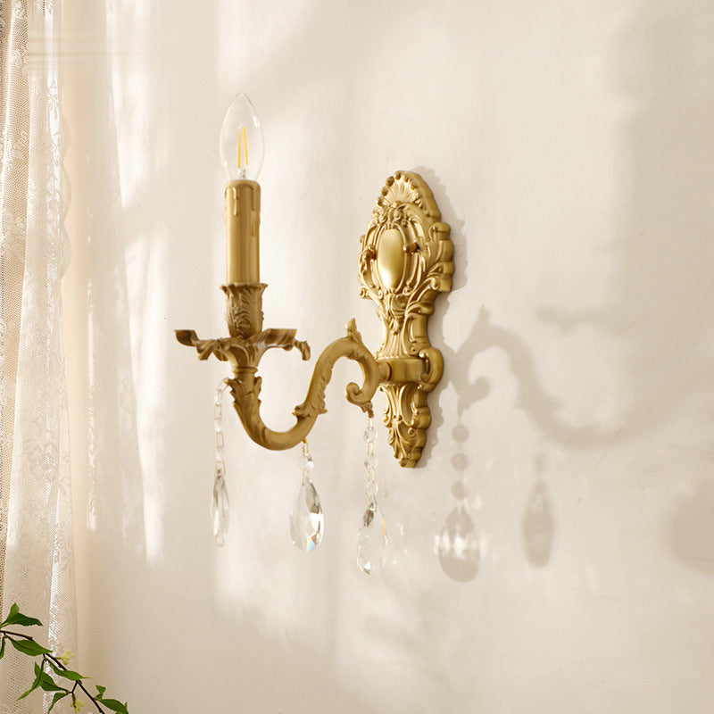 Alessio Vintage Luxury LED Wall Light Metal Crystal Living Room Hallway