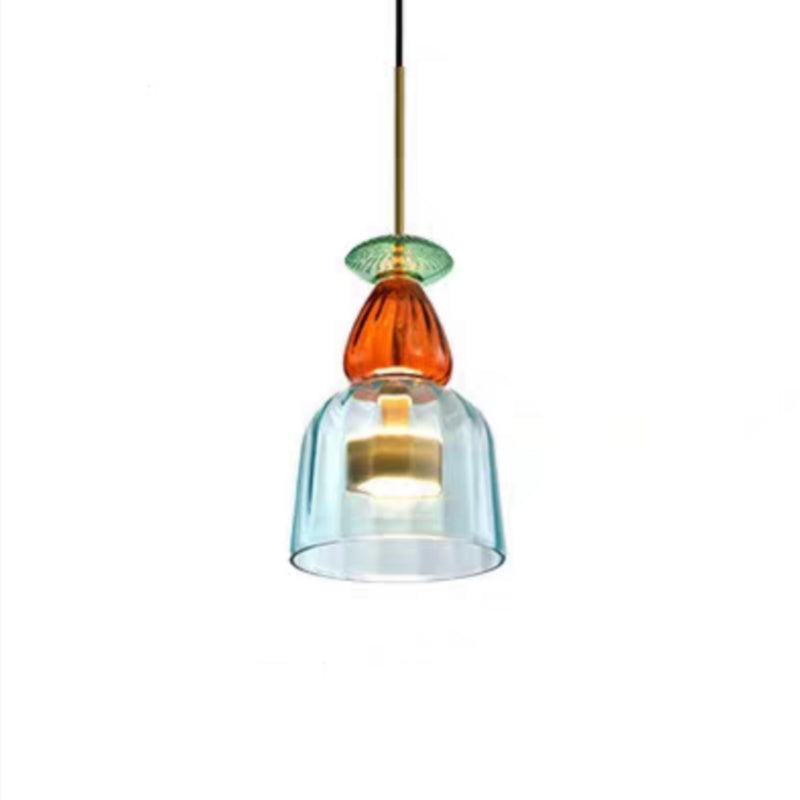 Hailie Modern Cup Glass Pendant Light, Colorful Bedroom, Living Room