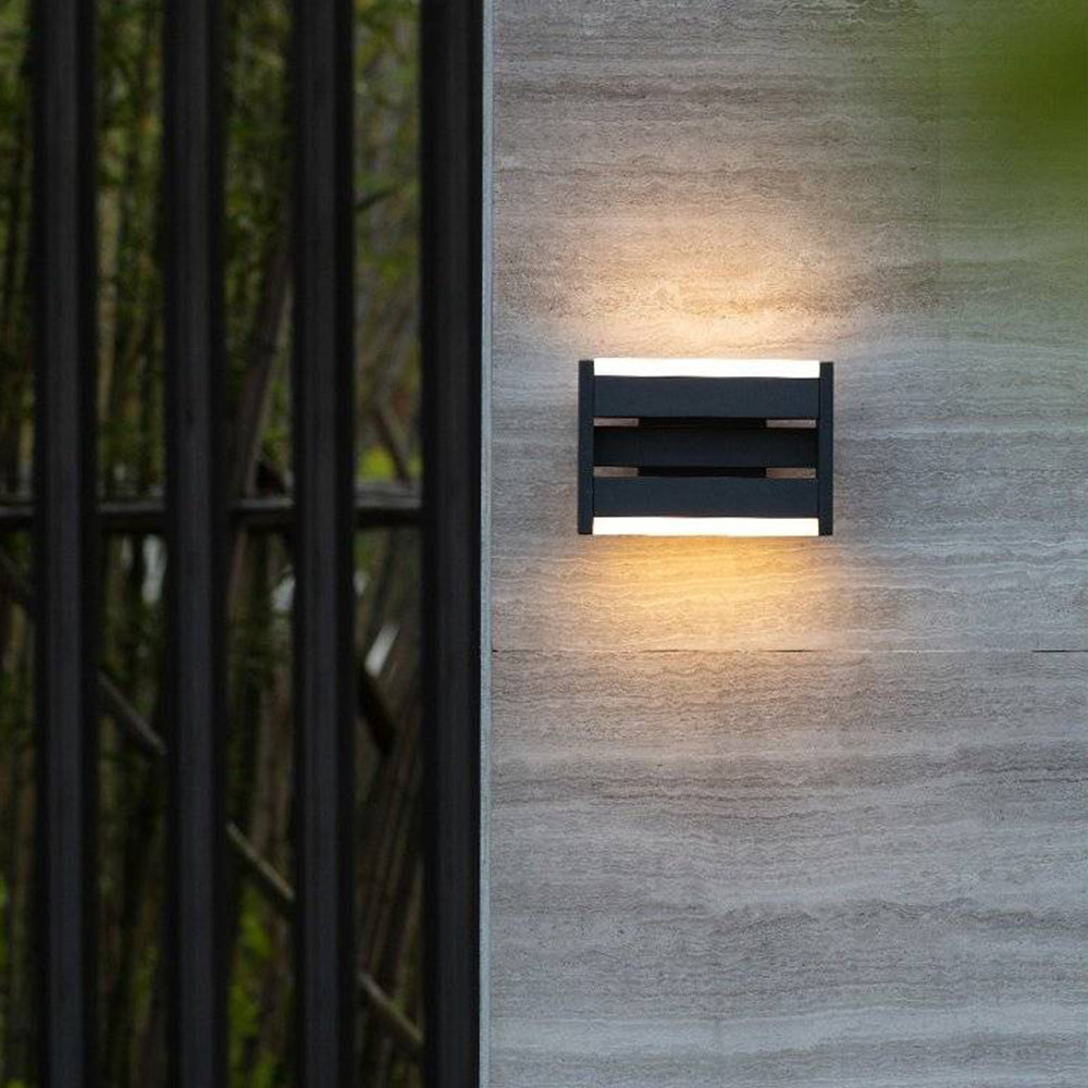 Orr Mondern Rectangular Rotatable Metal Outdoor Wall Lamp, Black
