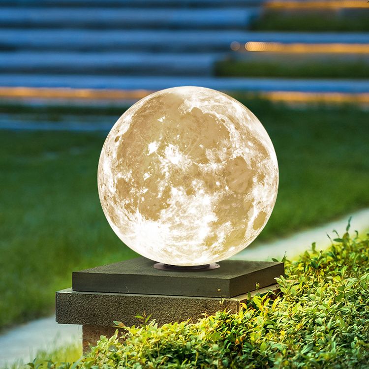 Elif Modern Moon  Resin Outdoor Lamp Post, Warm Light