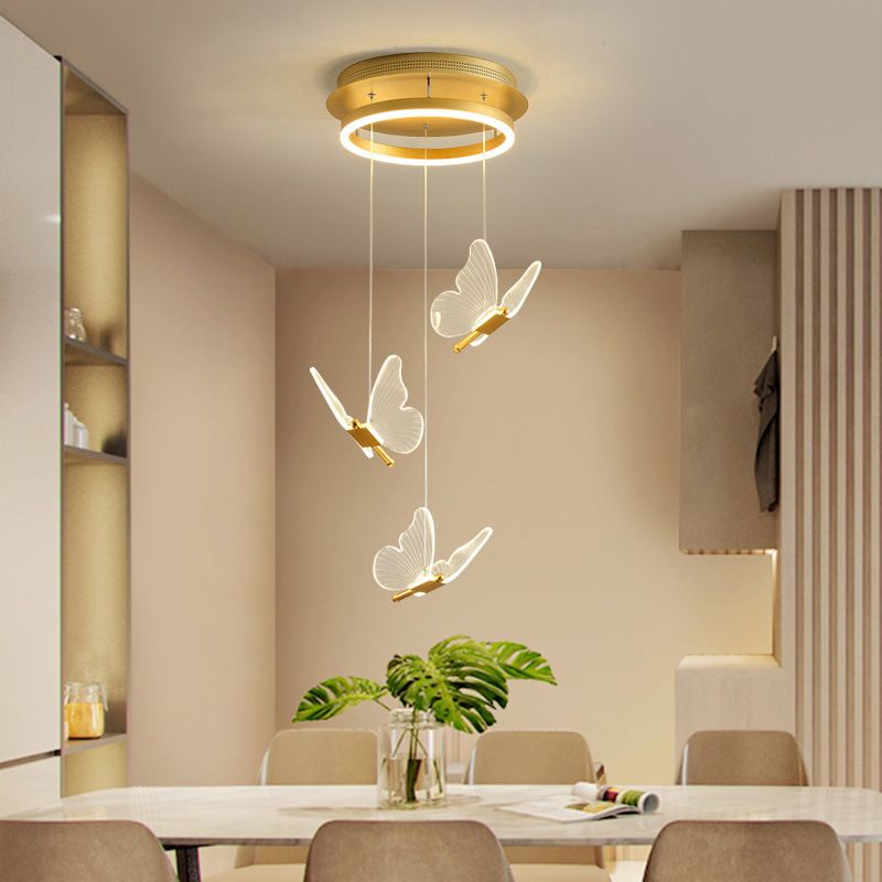 Olivia Pendant Light Butterfly Modern Luxury, Metal/Acrylic, Gold, Corridor