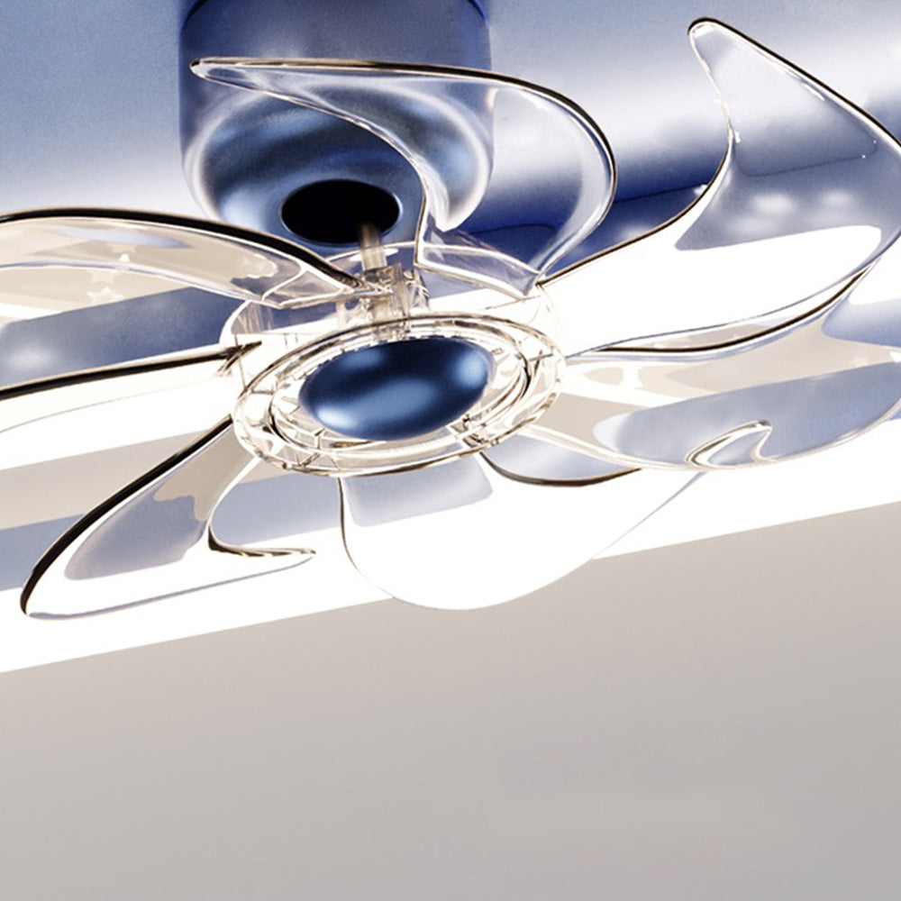 Kelley Blue & Black Flush Mount Ceiling Fan with Light, 5 Style