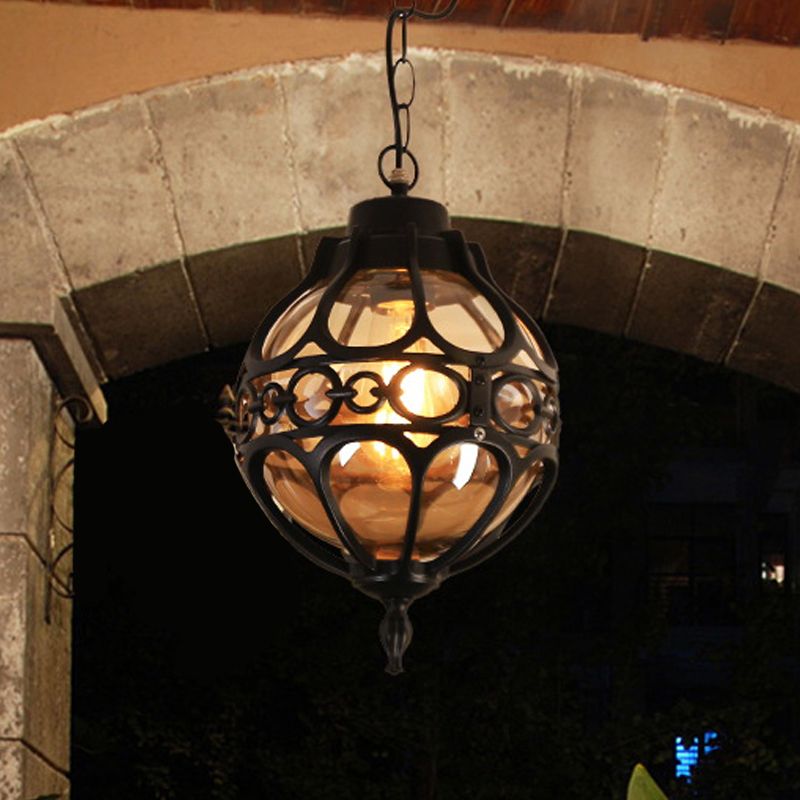 Alessio Loft Sphere Vintage Farmhouse Rustic Pendant Light Black/Bronze Dining Room