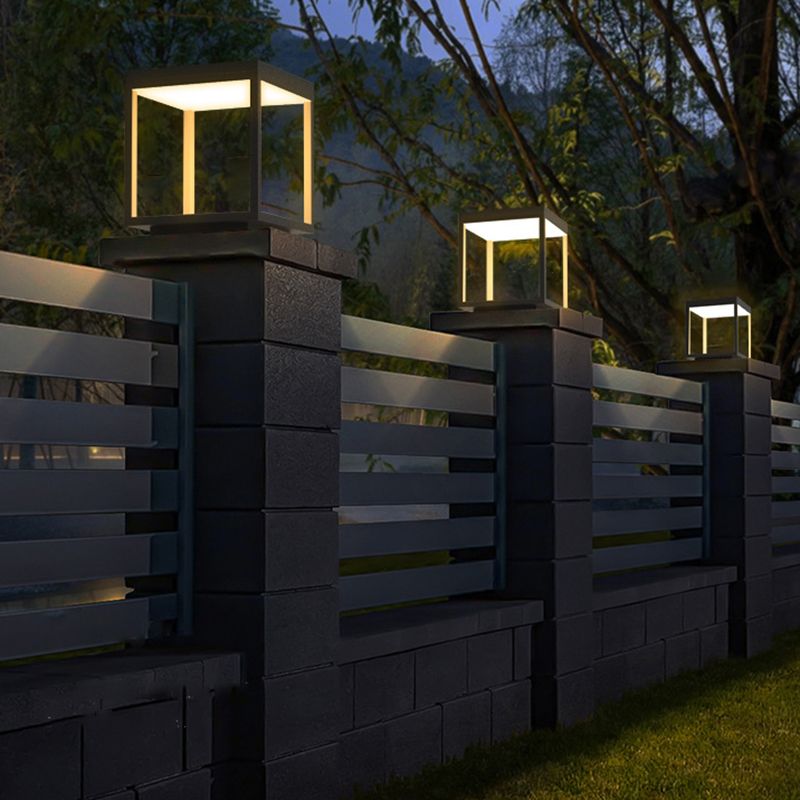 Riley Modern Rectangular Metal LED Outdoor Light Post