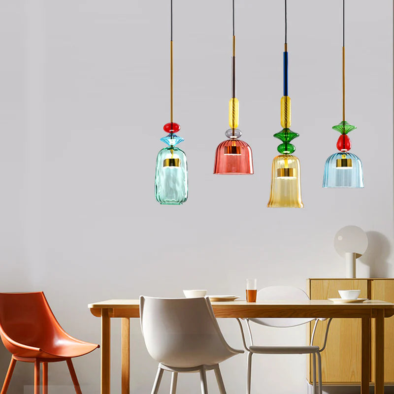 Hailie Modern Cup Glass Pendant Light, Colorful Bedroom, Living Room