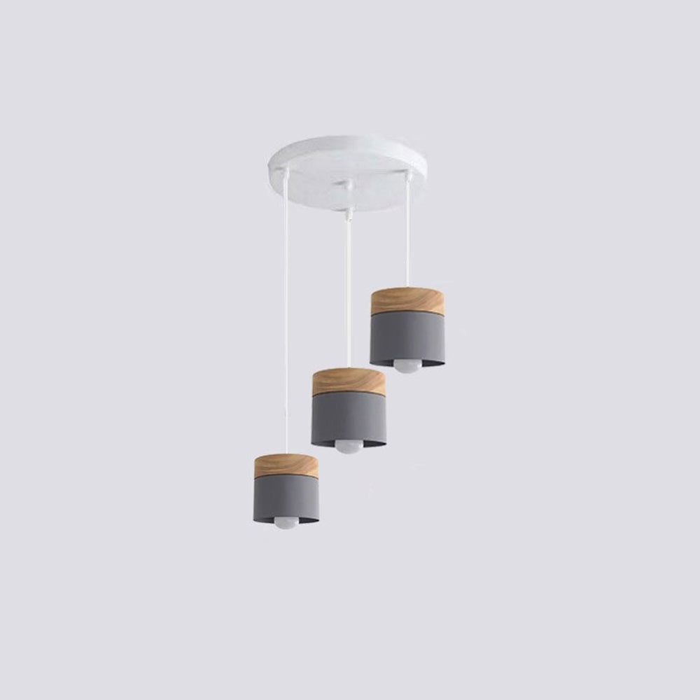 Morandi Modern Can Shape Metal/Wood Pendant Light