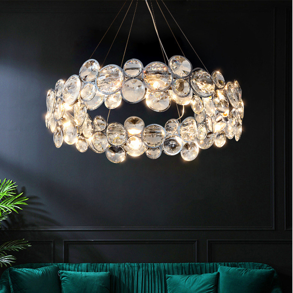 Marilyn Modern LED Round Chandelier Crystal Metal Living Room