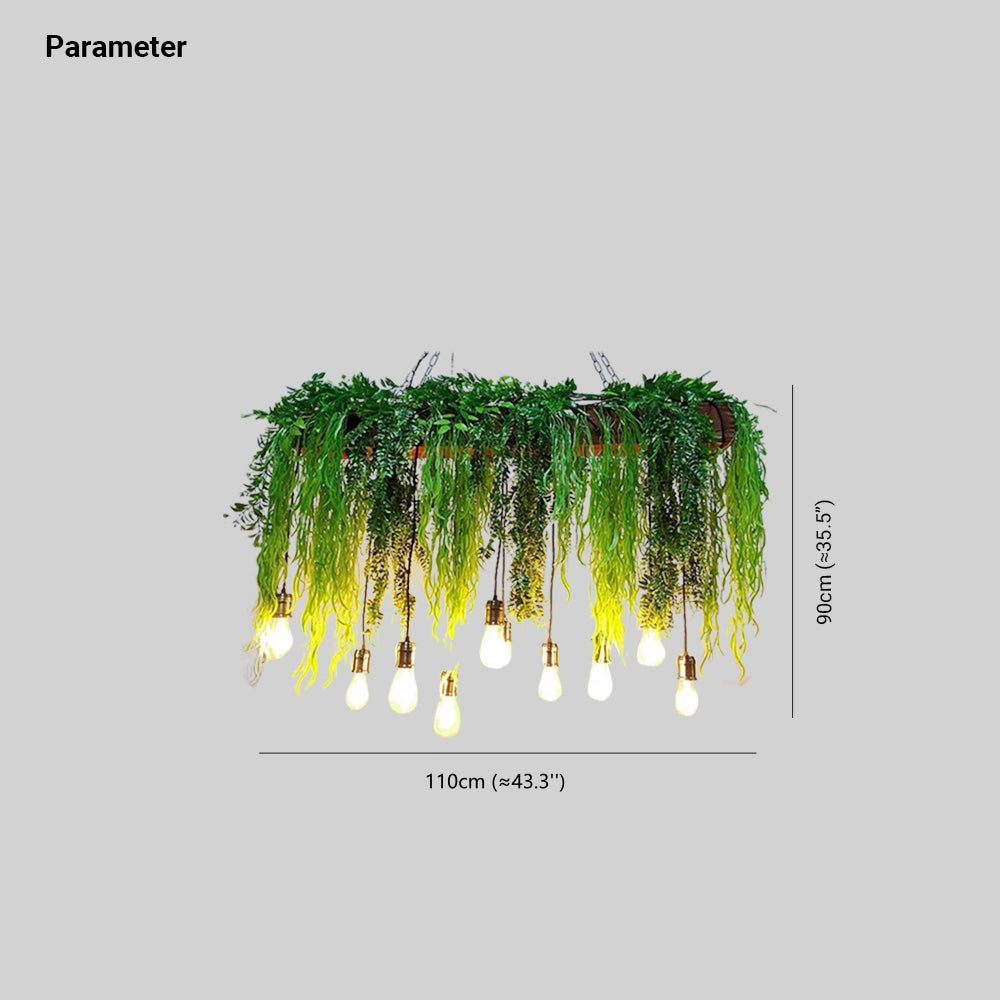 Nest Natural Decorative Rectangular Plant Metal Pendant Light Green