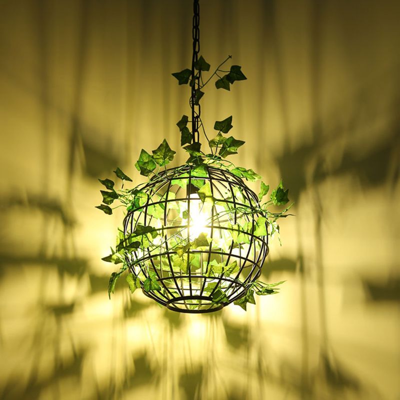 Nest Rustic Plant Art Deco Globe Vine Pendant Light, 3 Color