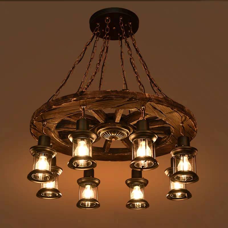 Austin Vintage Wood/Metal Pendant Light Dining Room