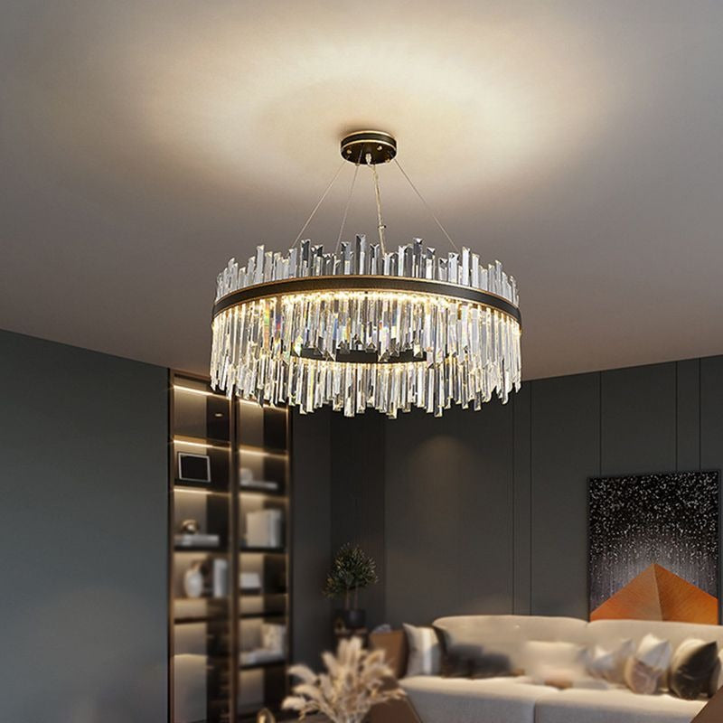 Marylin Modern Crystal Ring Chandelier, Stainless Steel & Crystal